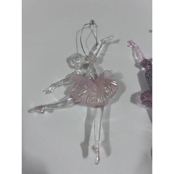 Ballerina Acrylic Christmas Ornament Pink Tutu Glitter Clear Dancing Holiday 6" - Picture 2 of 5